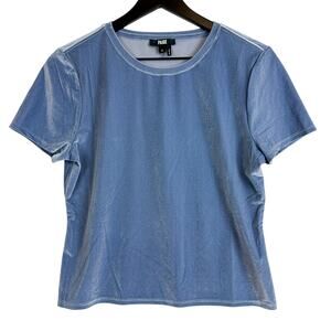 PAIGE Womens Velvet Tee Shirt Blue Polyester Stretch - M
